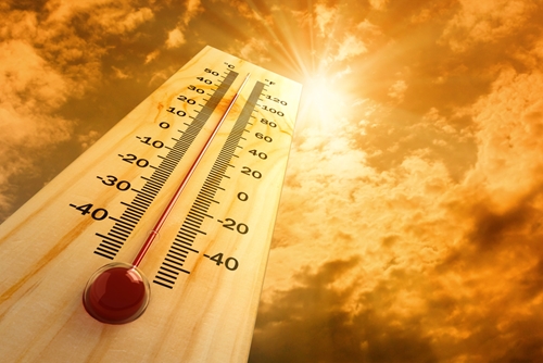 thermometer shows extreme heat