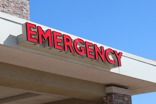 emergency sign above emergency room entrance