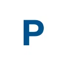 A blue and white logo with the letter P to represent parking