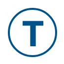 A blue and white logo with the letter T to represent transportation accessibility